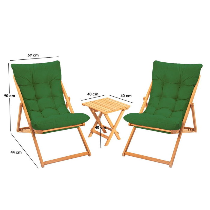 Hanah Home Conjunto de Mesa y Sillas de Jardín My005 - Verde Hanah Home Conjunto de Mesa y Sillas de Jardín My005 - Verde